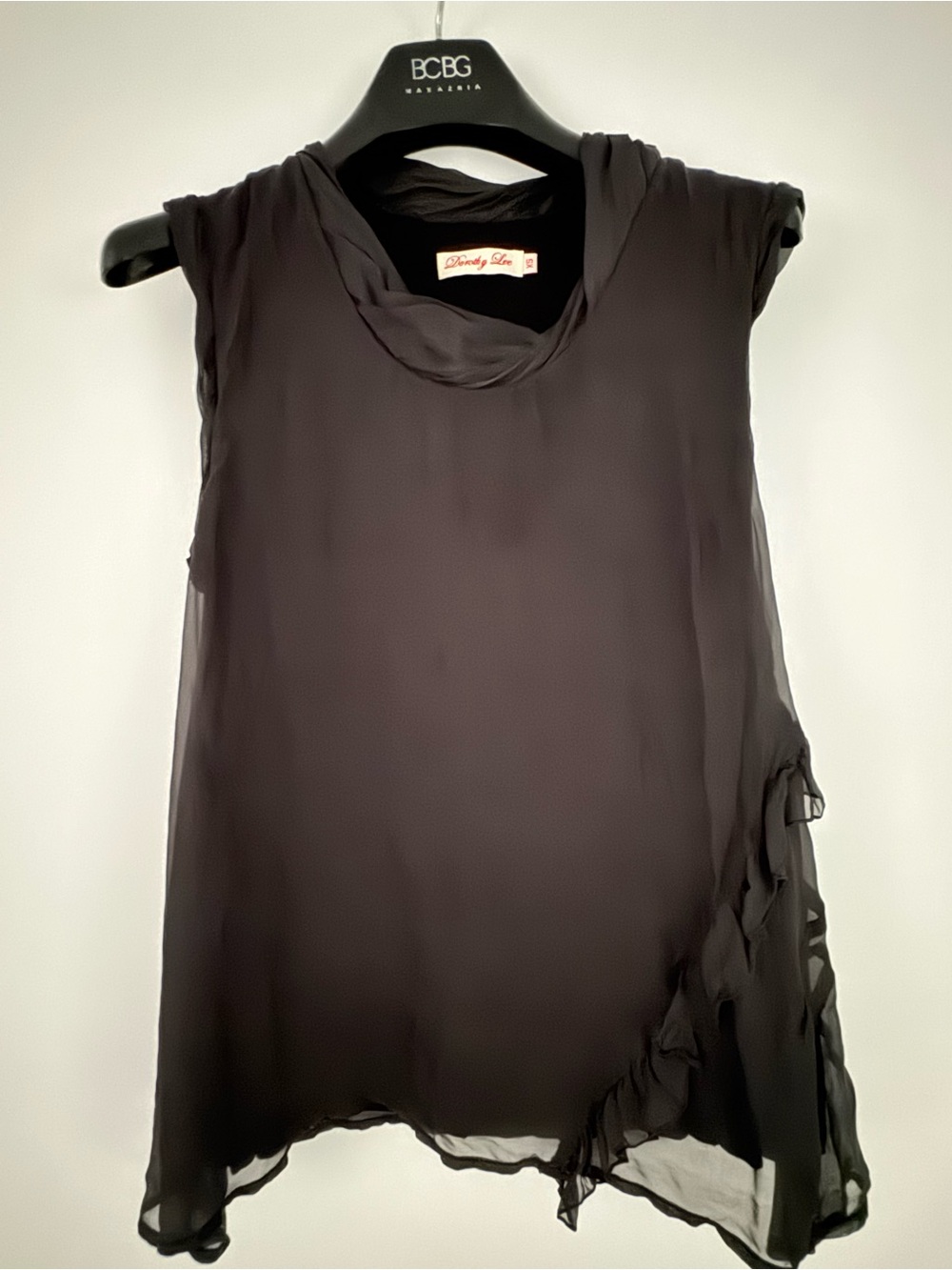 Dorothy Lee Black Sleeveless Silk Tunic Top With Lining XS